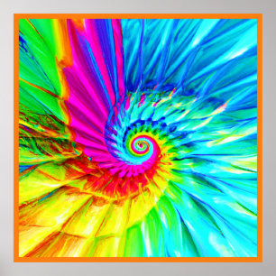 Colour Burst Spiral Pattern Art Poster