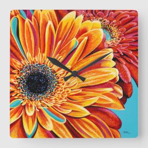 Colour Bursts II Square Wall Clock