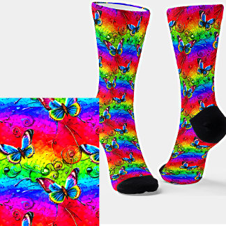 Colour Butterflies on Rainbow Socks