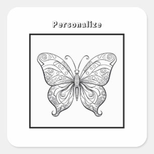 Colour Butterfly Personalized Square Sticker