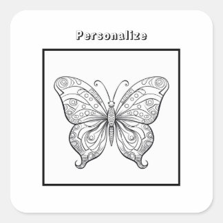 Colour Butterfly Personalized  Square Sticker