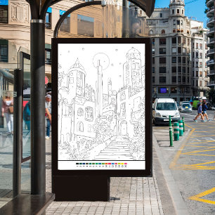 colour by number nature spring landscape poster