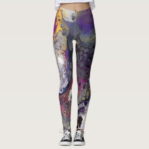 Colour Cascade, Purple, Yellow, Greys Leggings