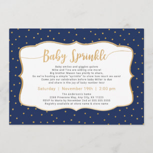 Colour Changeable Baby Sprinkle gold confetti Invitation