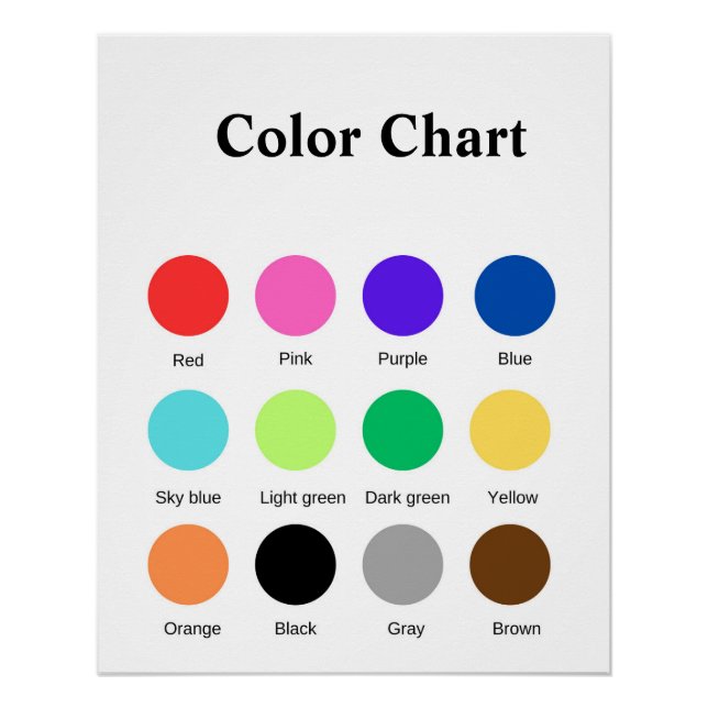 Colour chart school teacher kids chart editable  (Front)