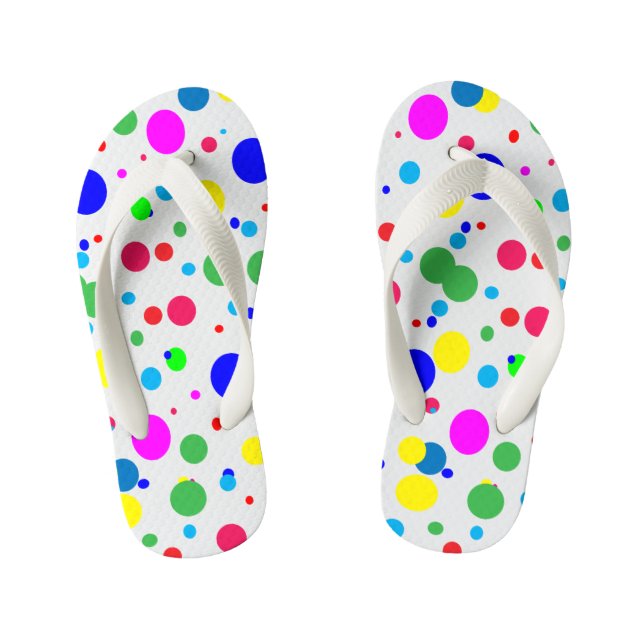Colour Circle Polka Dot Bubbles Kids Flip Flops (Footbed)
