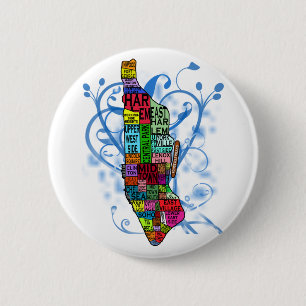 Colour Coded Manhattan Map 2 Inch Round Button