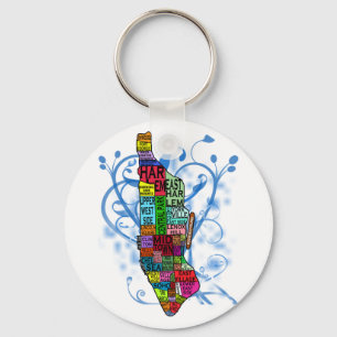 Colour Coded Manhattan Map Keychain