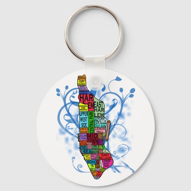 Colour Coded Manhattan Map Keychain (Front)