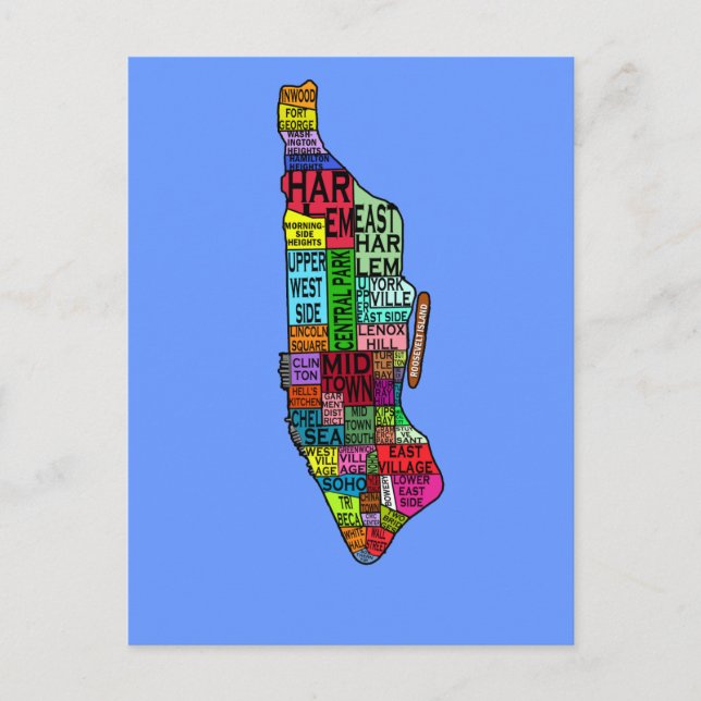 Colour Coded Manhattan NYC Tshirts, Hoodies Postcard (Front)