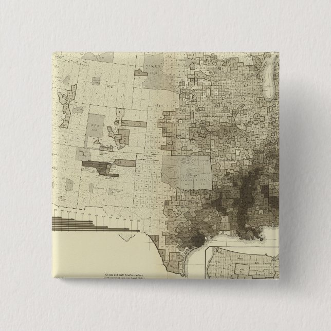 colour coded population by counties 2 inch square button (Front)
