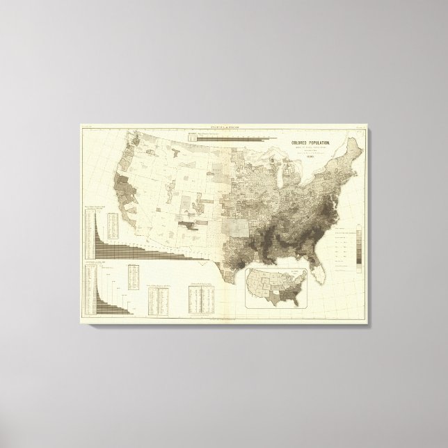 colour coded population by counties canvas print (Front)