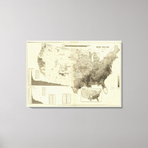 colour coded population by counties canvas print