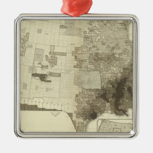 colour coded population by counties metal ornament