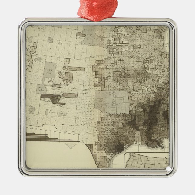 colour coded population by counties metal ornament (Front)