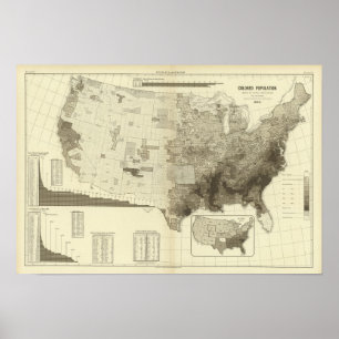 colour coded population by counties poster