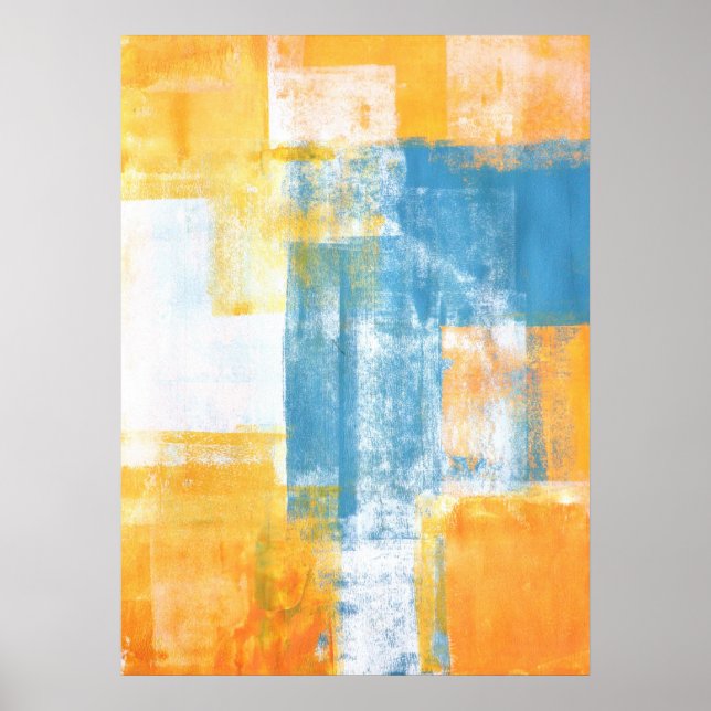 'Colour Combo' Teal and Orange Abstract Art Poster (Front)