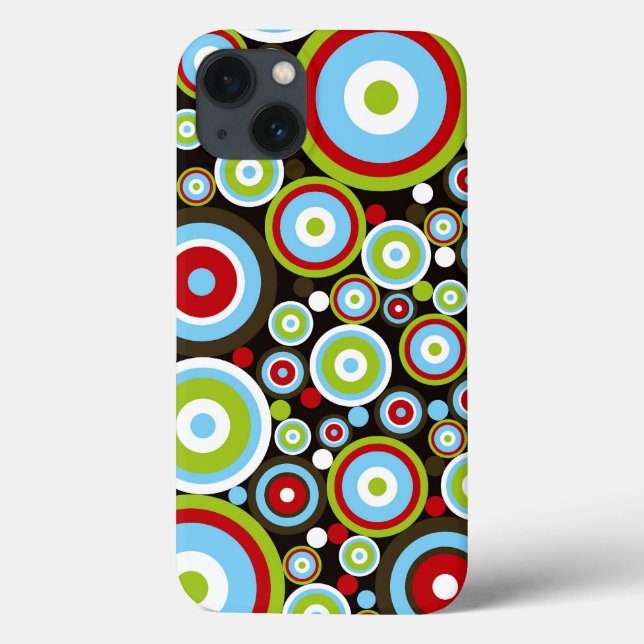 Colour Concentric Retro Circles Mod Pattern Case (Back)