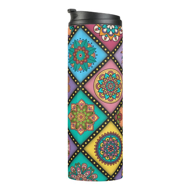 Colour Crazy Mandala Quilt Bee Thermal Tumbler (Rotated Right)