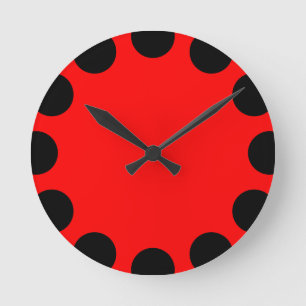 Colour Crescent - Black and Red Round Clock