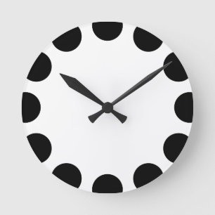 Colour Crescent - Black and White Round Clock
