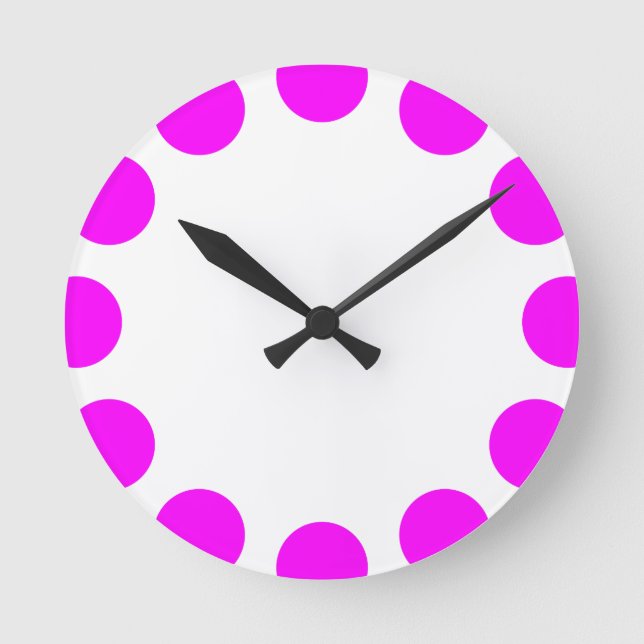 Colour Crescent - Magenta and White Round Clock (Front)
