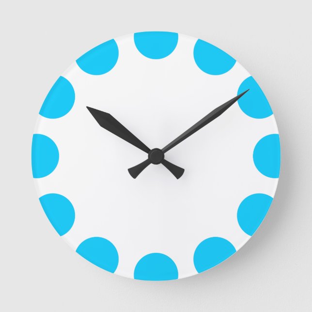 Colour Crescent - Sky Blue with White Round Clock (Front)