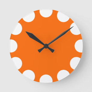 Colour Crescent - White with Orange Round Clock
