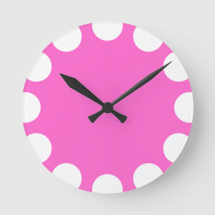 Colour Crescent - White with Pink Round Clock