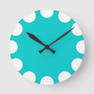 Colour Crescent - White with Turquoise Round Clock