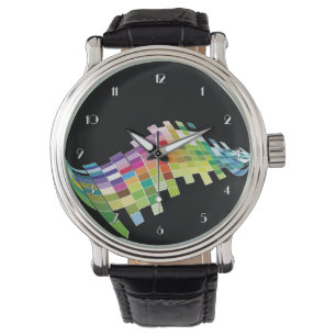 Colour Cube Pixels Black Wrist Watch