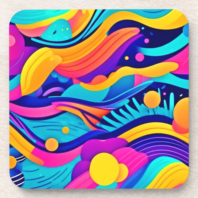 Colour Currents: A Dynamic Flow of Vibrant Hues Coaster (Front)