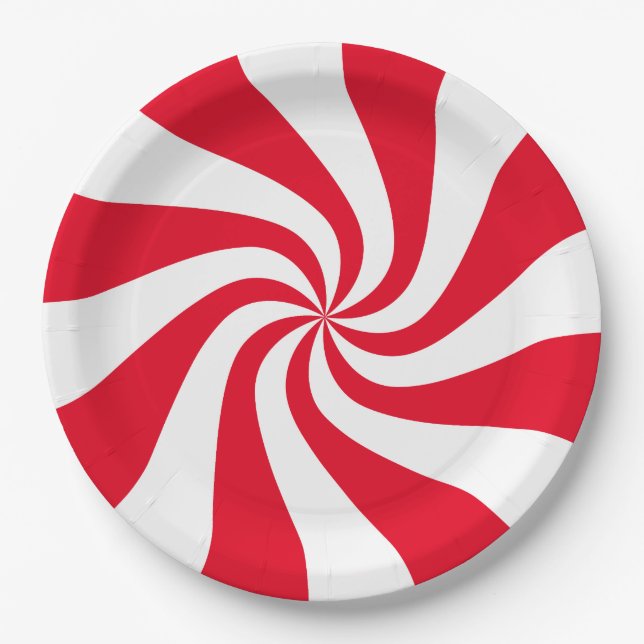 Colour Customizable Candy Cane Paper Plate (Front)