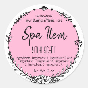 Colour Customizable Handmade Bath And Spa Business Classic Round Sticker