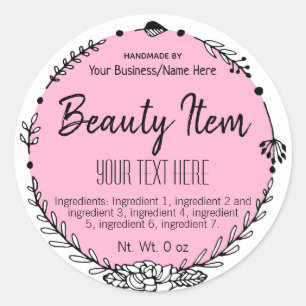 Colour Customizable Handmade Skin Care Business Classic Round Sticker