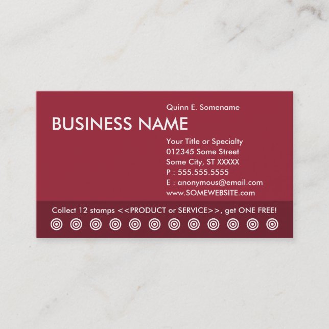 colour customizable punch card (Front)