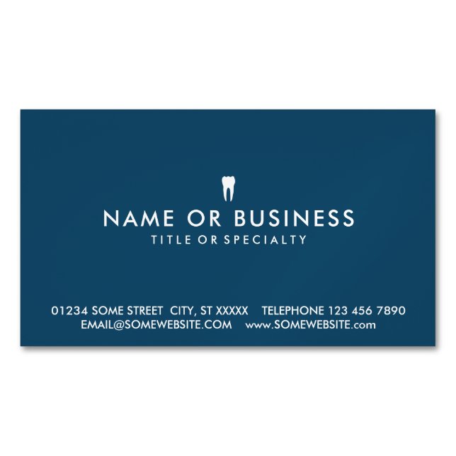 Colour Customizable Simple Dentistry Magnetic Business Card (Front)