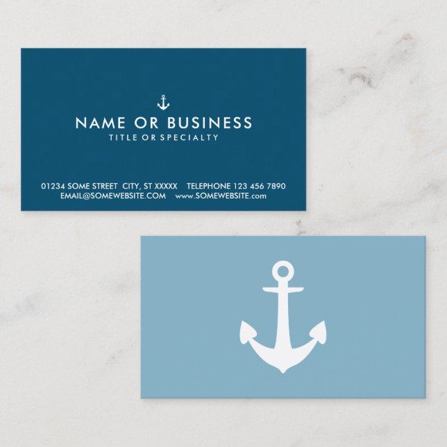 Colour Customizable Simple Ship Anchor Business Ca Business Card (Front/Back)