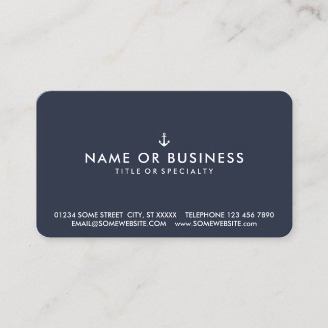 Colour Customizable Simple Ship Anchor Business Card (Front)