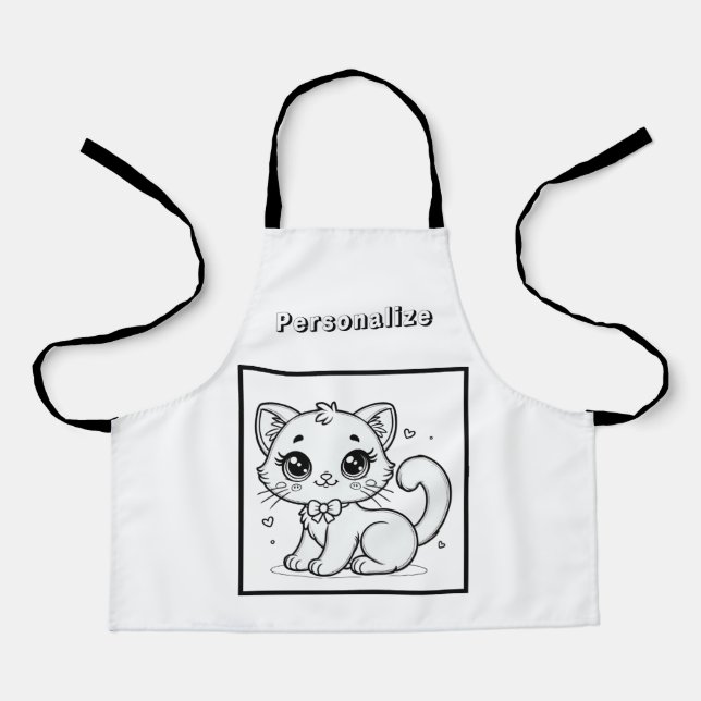 Colour Cute Kitty Personalized  Apron (Front)