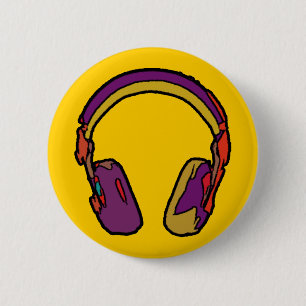 colour dj headphone 2 inch round button