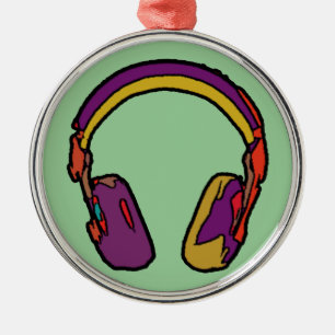 colour dj headphone metal ornament