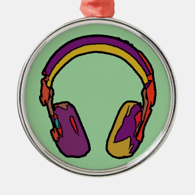 colour dj headphone metal ornament (Front)