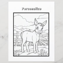 Colour Donkey On The Farm Personalized Paper Sheet