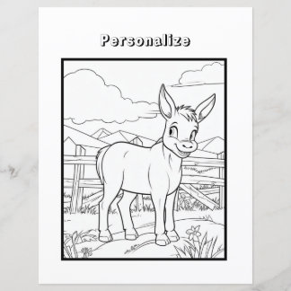 Colour Donkey On The Farm Personalized Paper Sheet