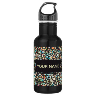 Colour Dots & Circle Pattern + your text & backgr. 532 Ml Water Bottle