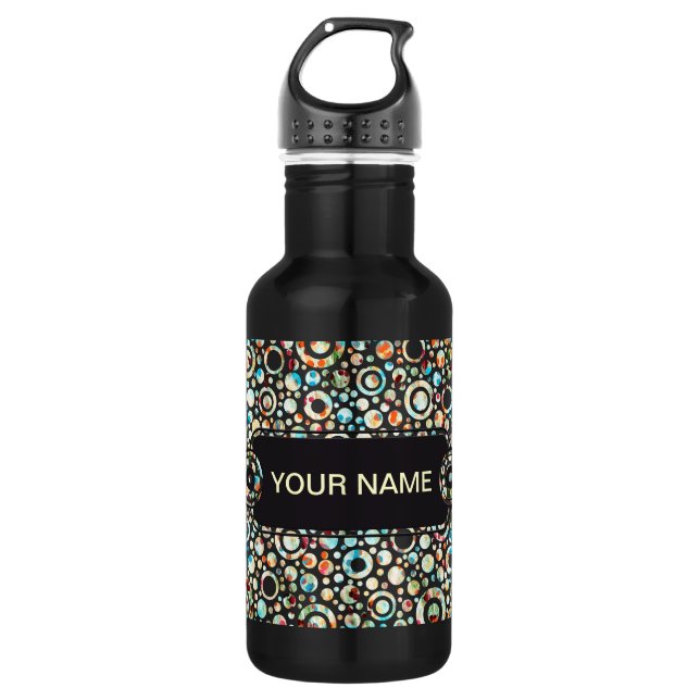 Colour Dots & Circle Pattern + your text & backgr. 532 Ml Water Bottle (Front)