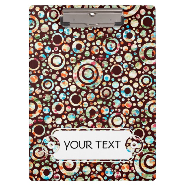 Colour Dots & Circle Pattern + your text & backgr. Clipboard (Front)