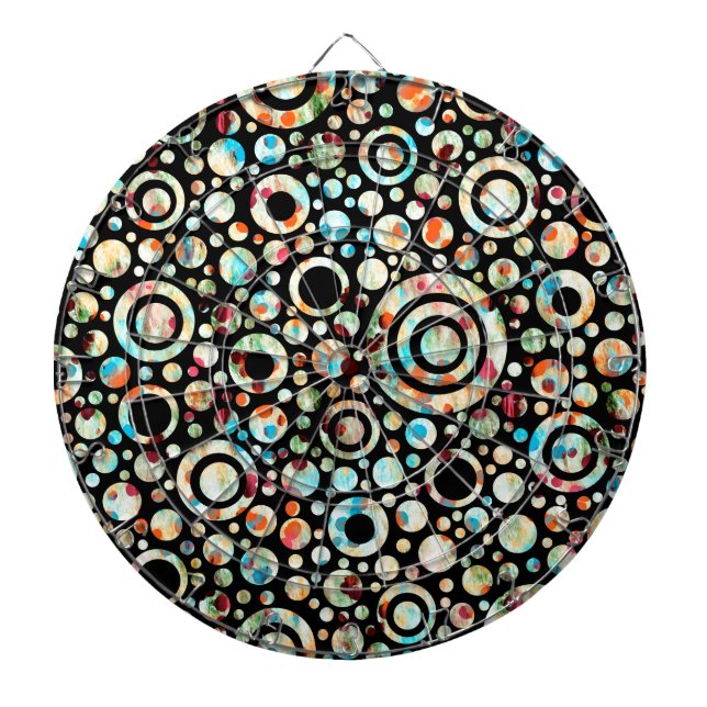 Colour Dots & Circle Pattern + your text & backgr. Dartboard (Front)