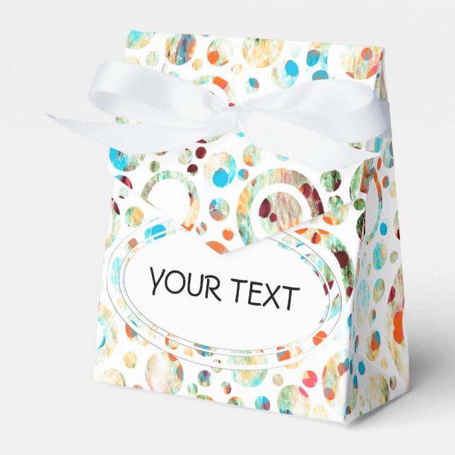 Colour Dots & Circle Pattern + your text & backgr. Favor Box (Front Side)